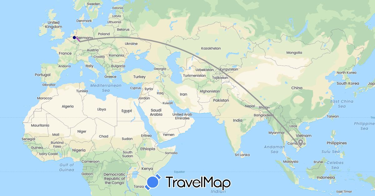 TravelMap itinerary: driving, plane, train in Germany, Netherlands, Vietnam (Asia, Europe)